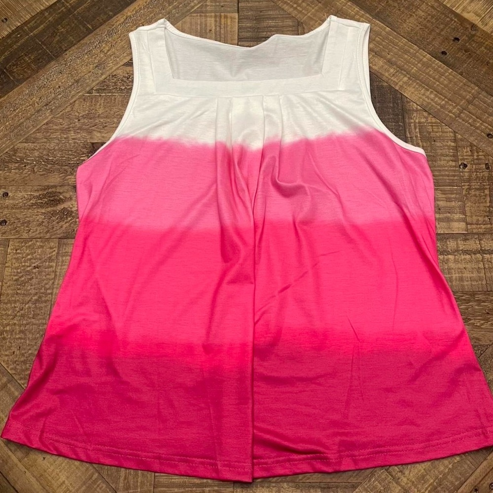 Pink Ombre Sleeveless tank top with a square neckline